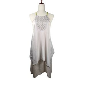 Rebecca Taylor Silk Lace Asymmetrical Dress Women 10 Beige Fairy Romantic Whimsy